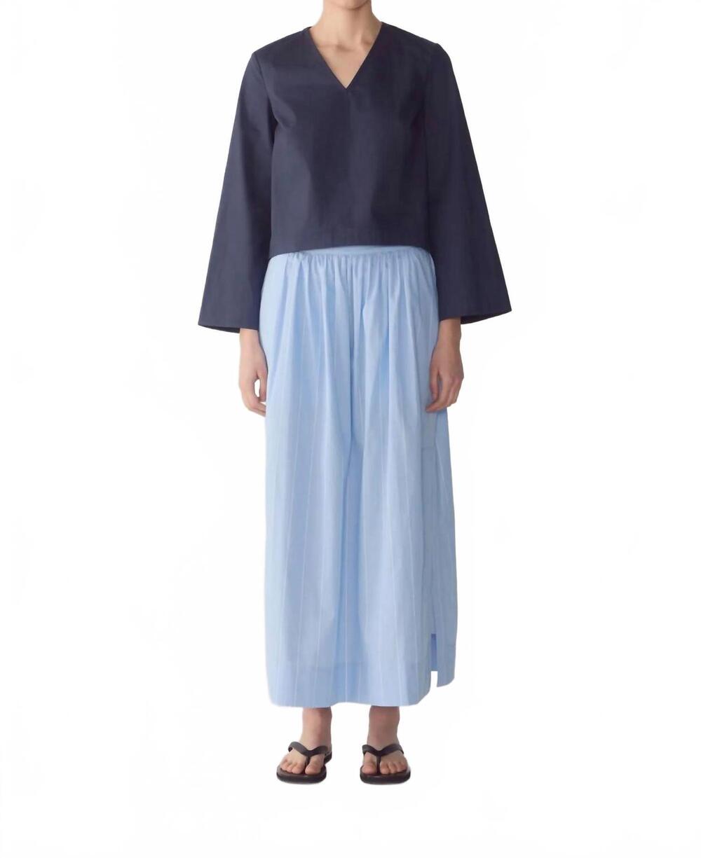 NEW FOEMINA bobby skirt in chambray pinstripe cotton
